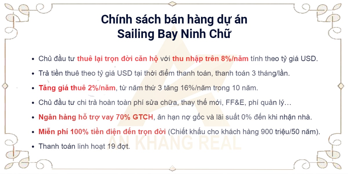 Chính sChính sách bán hàng của dự án Sailing Bay Ninh Chữách bán hàng của dự án Sailing Bat Ninh Chữ